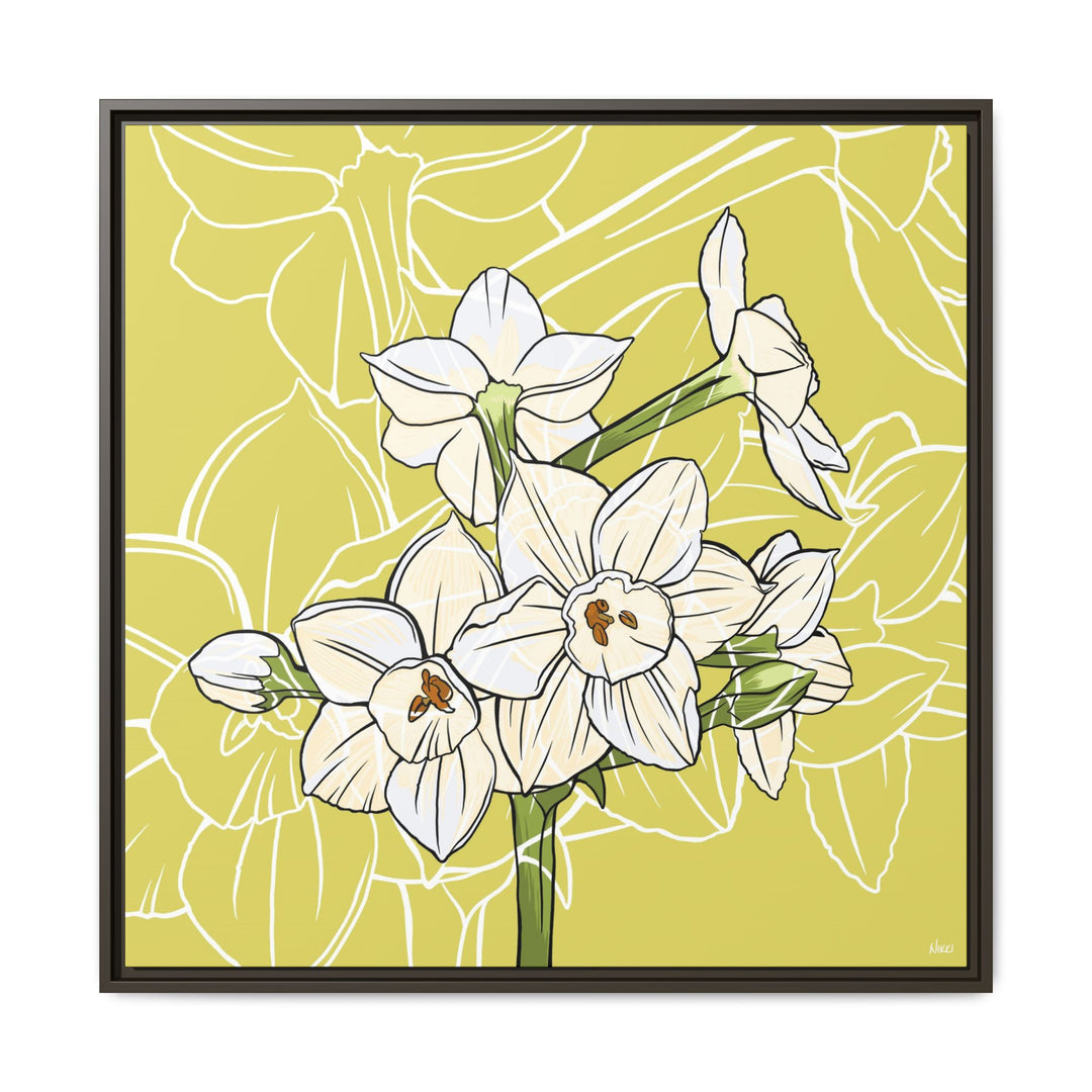 Paperwhite: December Birth Month Flower — Framed Canvas Print Wall Art