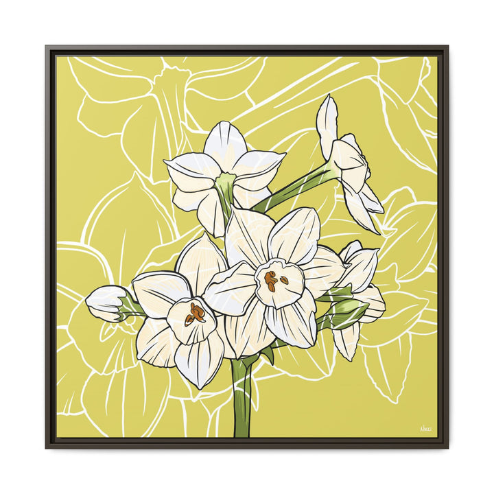 Paperwhite: December Birth Month Flower — Framed Canvas Print Wall Art