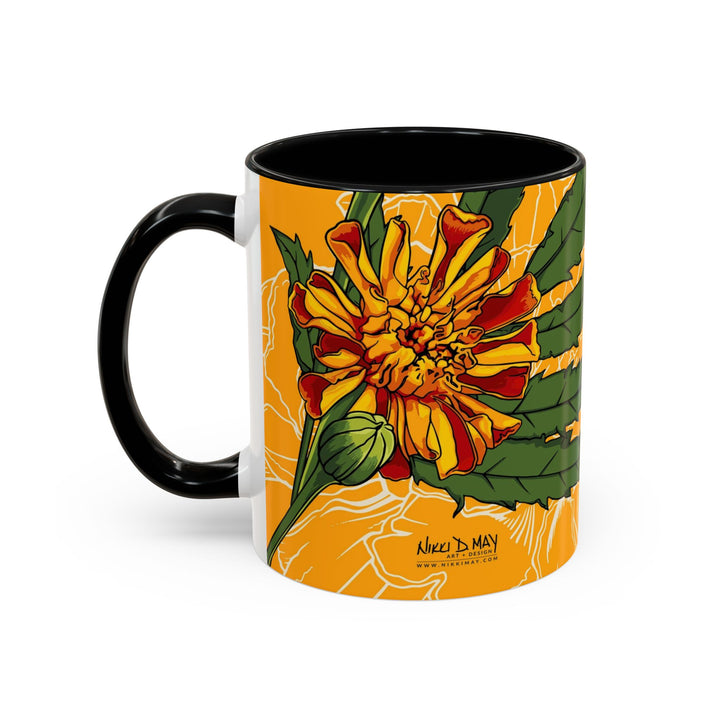 Marigold Ceramic Coffee Mug — October Birth Month Flower