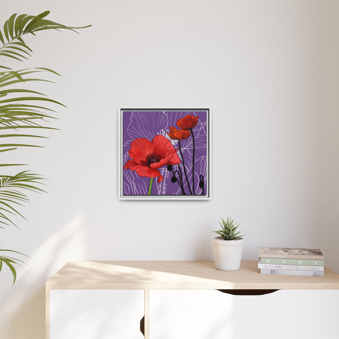 Poppy: August Birth Month Flower — Framed Canvas Print Wall Art