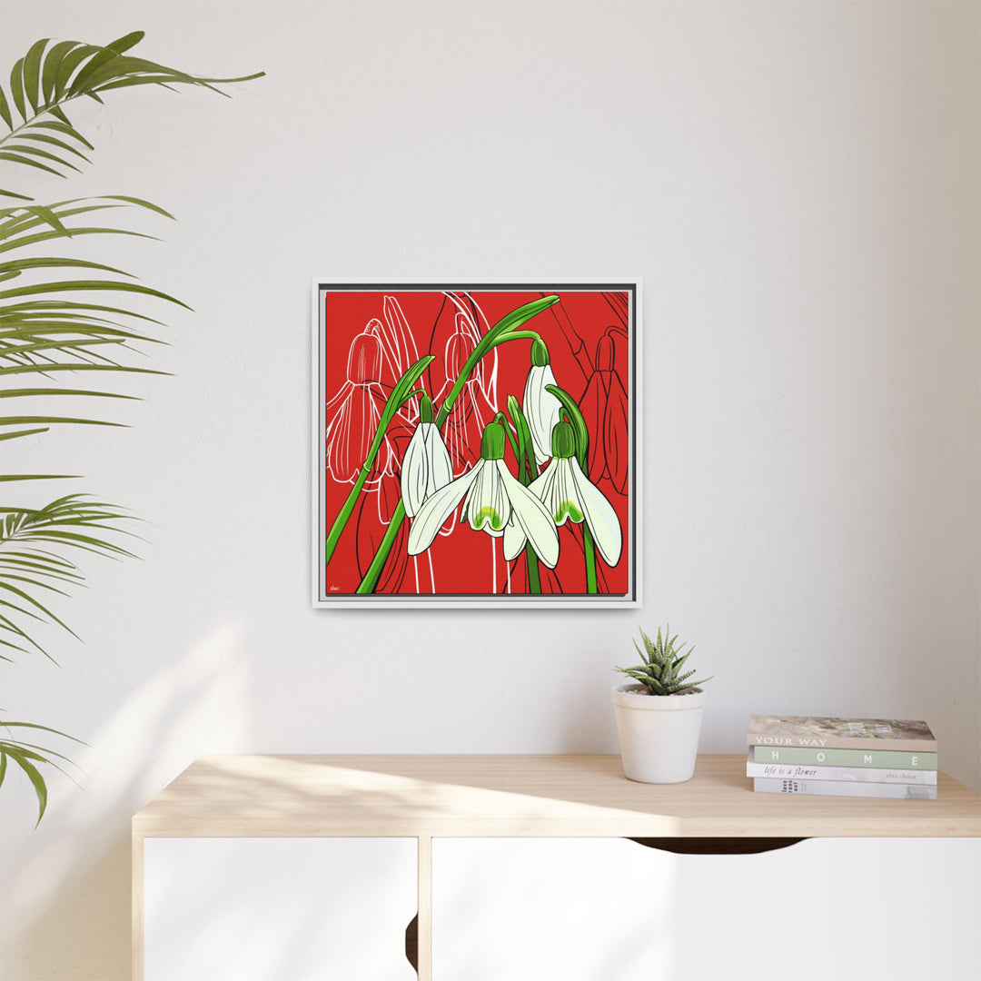 Snowdrop: January Birth Month Flower — Framed Canvas Print Wall Art