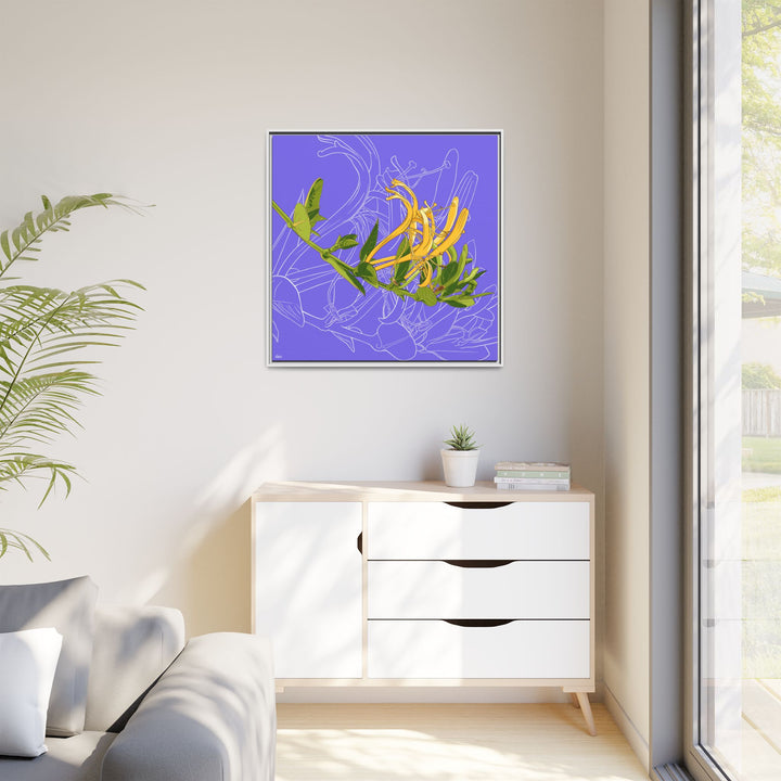 Honeysuckle: June Birth Month Flower — Framed Canvas Print Wall Art
