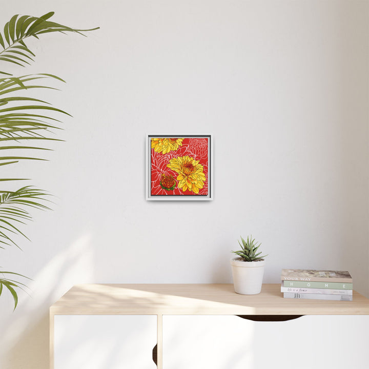 Chrysanthemum: November Birth Month Flower — Framed Canvas Print Wall Art