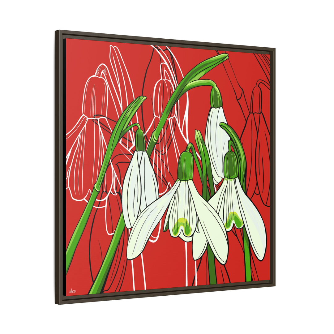 Snowdrop: January Birth Month Flower — Framed Canvas Print Wall Art