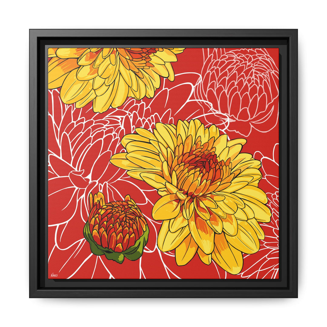 Chrysanthemum: November Birth Month Flower — Framed Canvas Print Wall Art