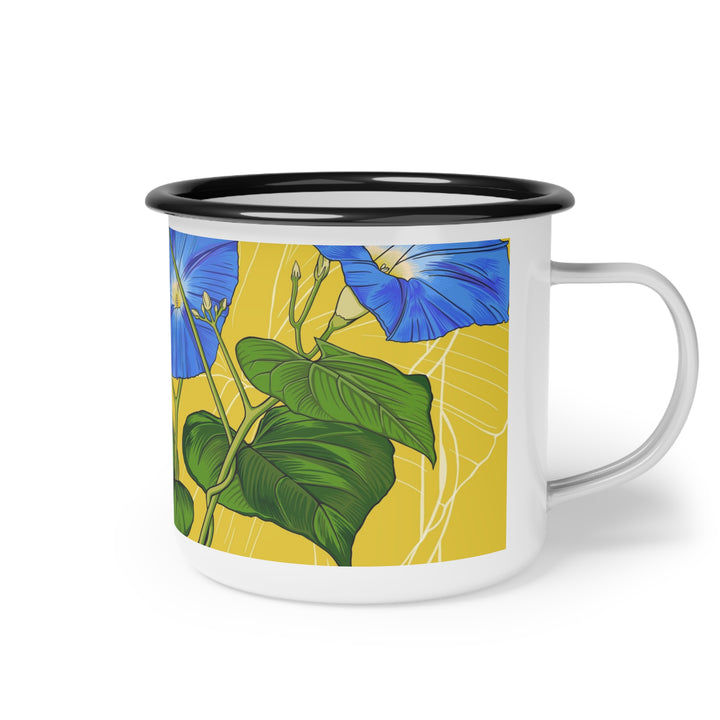 Blue Morning Glory Enamel Camp Mug — September Birth Month Flower