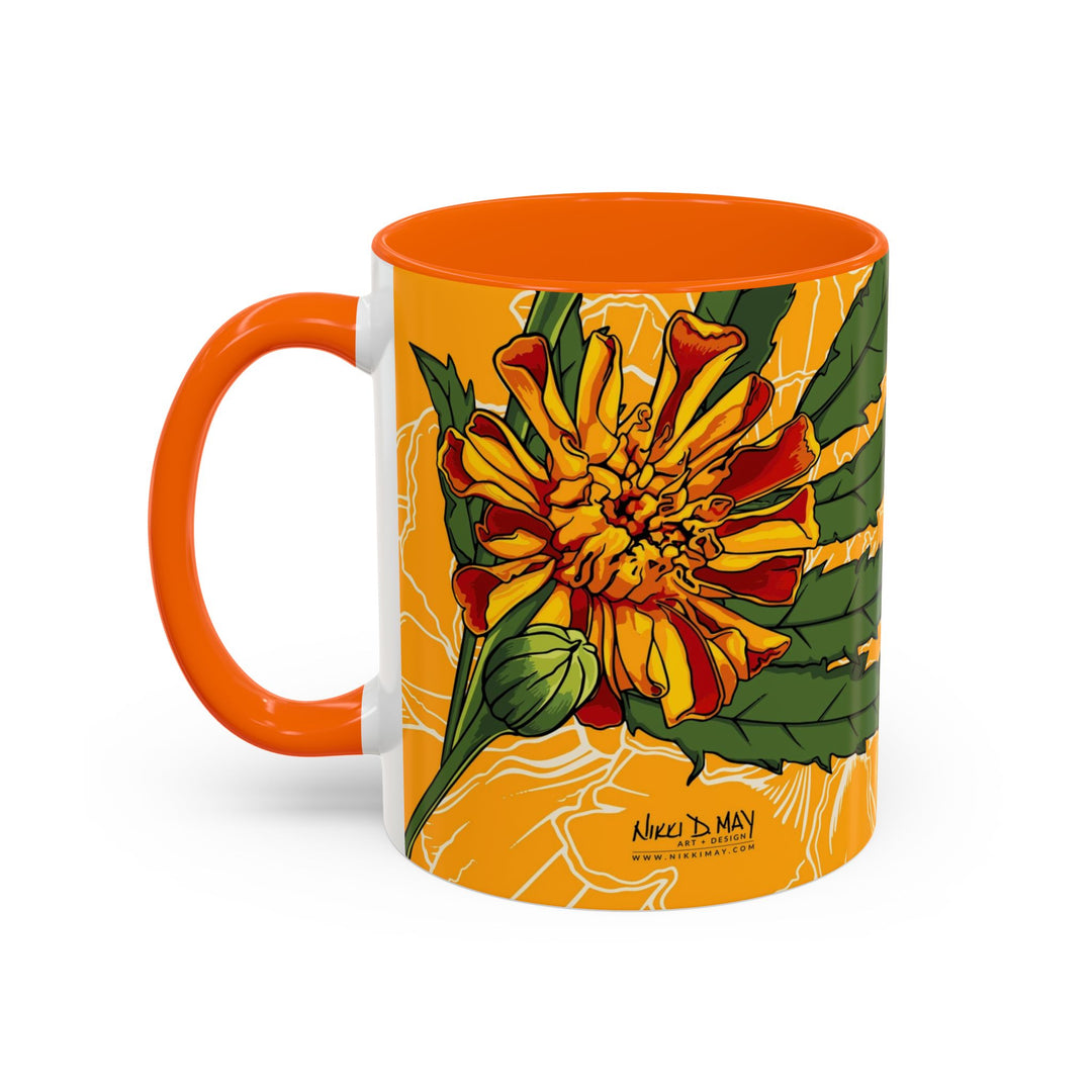 Marigold Ceramic Coffee Mug — October Birth Month Flower