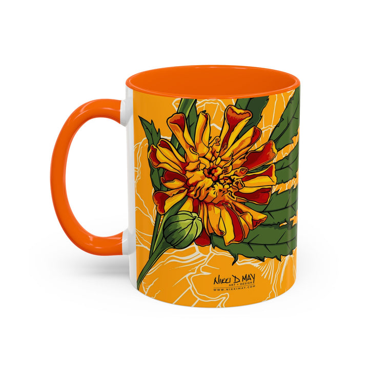 Marigold Ceramic Coffee Mug — October Birth Month Flower
