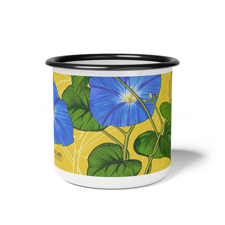 Blue Morning Glory Enamel Camp Mug — September Birth Month Flower