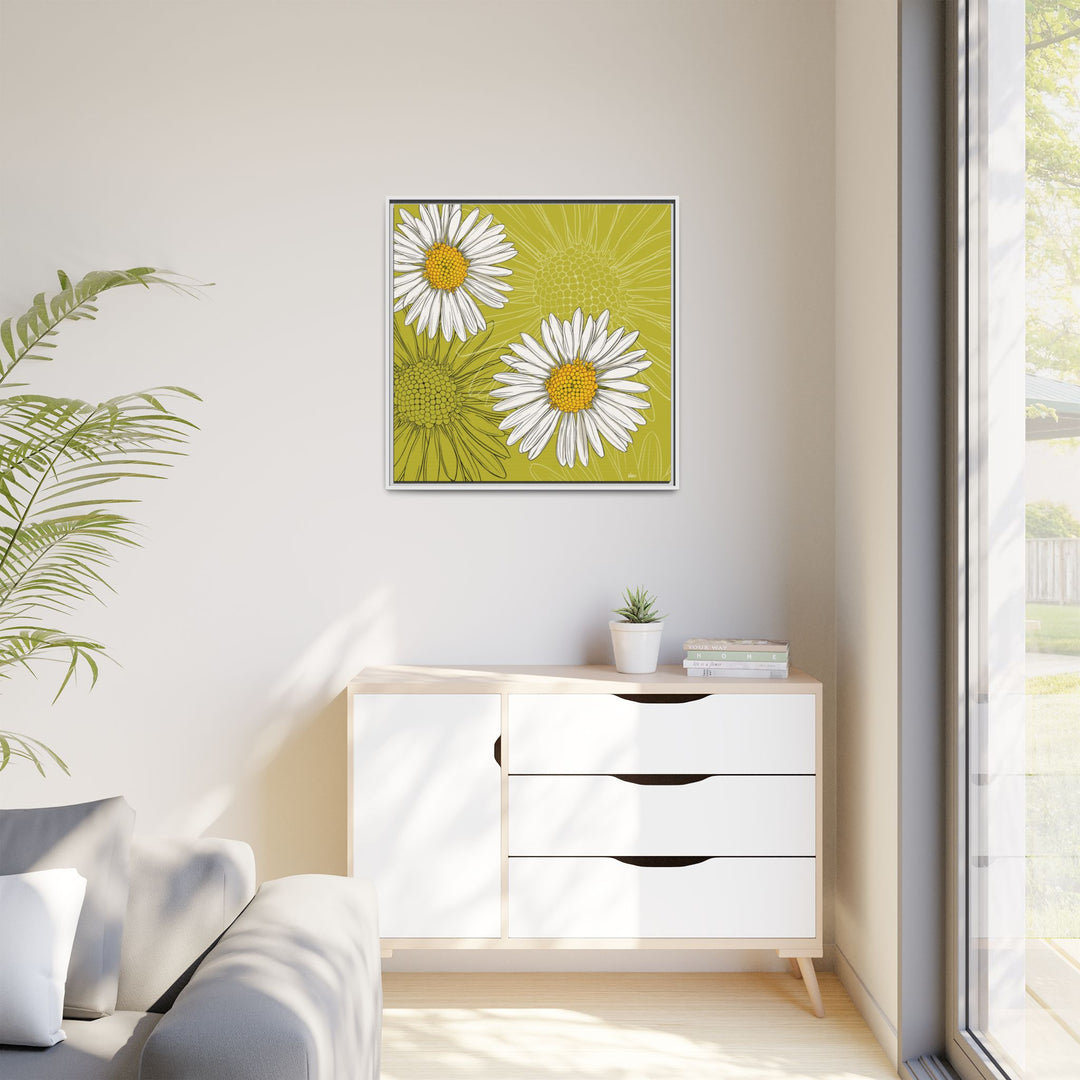 Daisy: April Birth Month Flower — Framed Canvas Print Wall Art