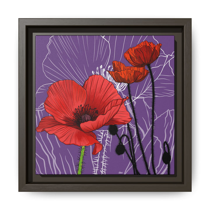 Poppy: August Birth Month Flower — Framed Canvas Print Wall Art