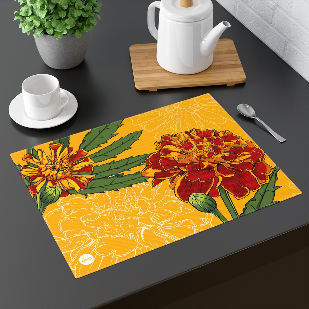 Marigold Cotton Twill Placemat — October Birth Month Flower