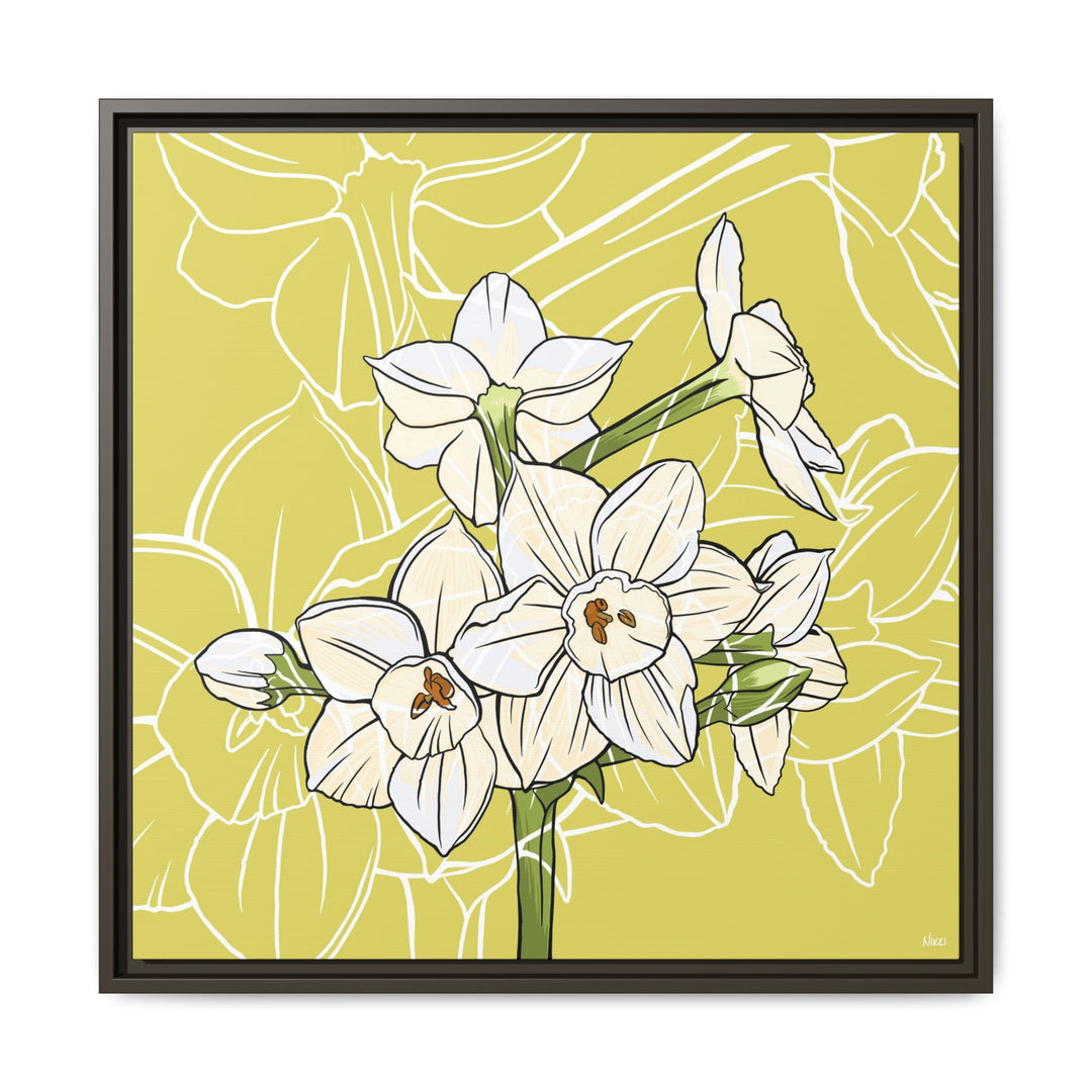 Paperwhite: December Birth Month Flower — Framed Canvas Print Wall Art