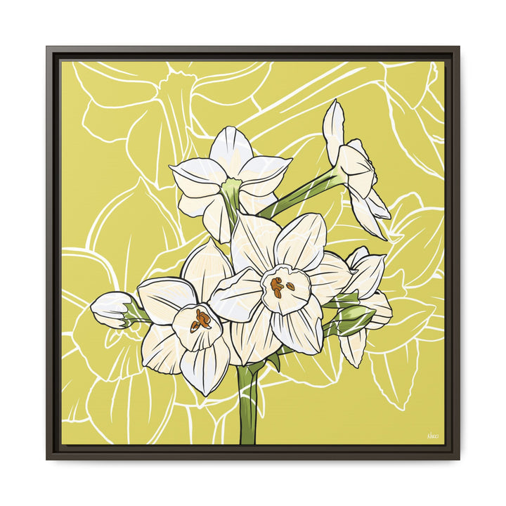 Paperwhite: December Birth Month Flower — Framed Canvas Print Wall Art