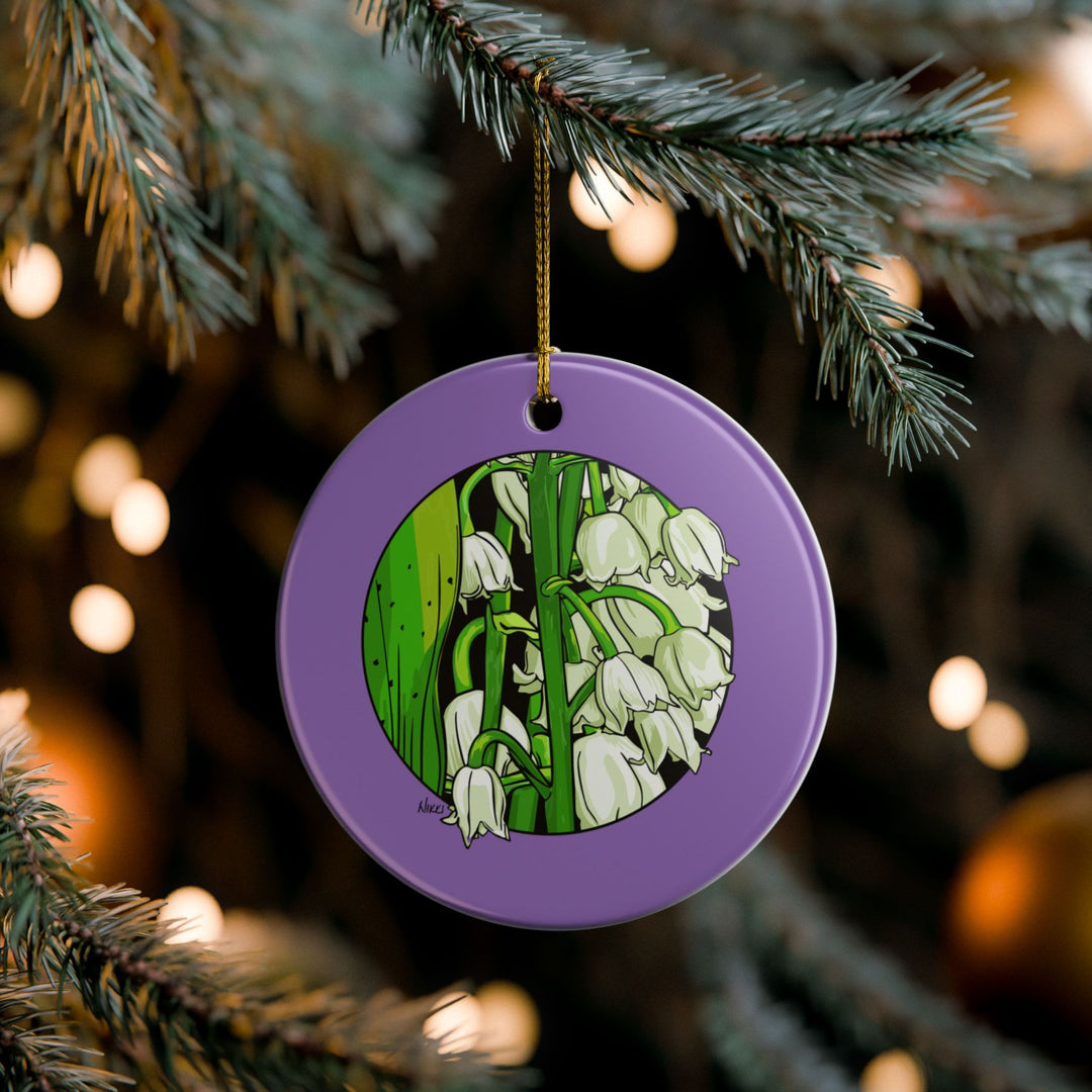 Lily of the Valley Ceramic Ornament — Double-Sided Floral Holiday Decoration