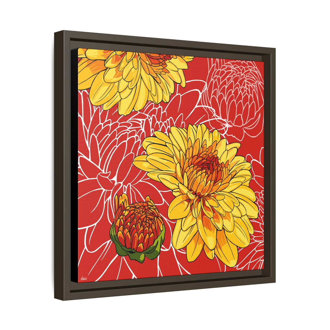 Chrysanthemum: November Birth Month Flower — Framed Canvas Print Wall Art