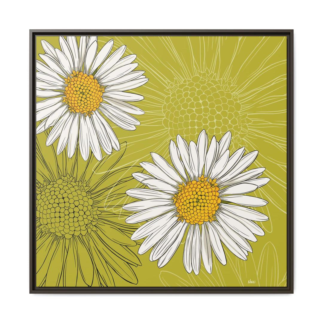 Daisy: April Birth Month Flower — Framed Canvas Print Wall Art