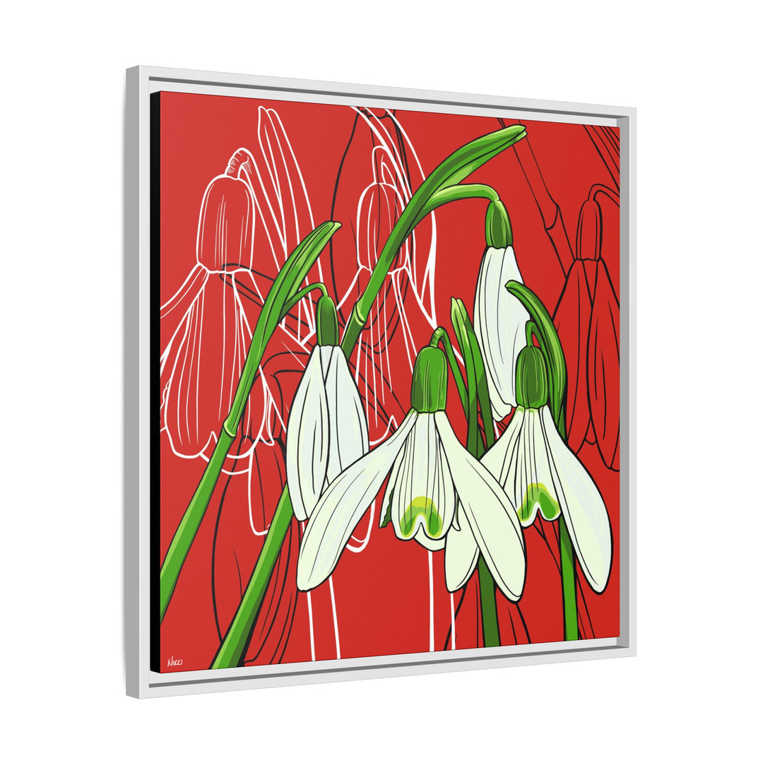 Snowdrop: January Birth Month Flower — Framed Canvas Print Wall Art