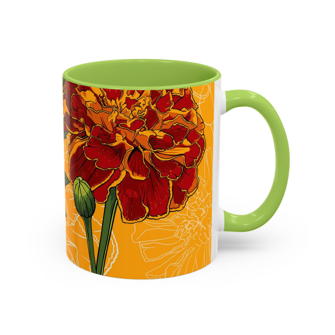 Marigold Ceramic Coffee Mug — October Birth Month Flower