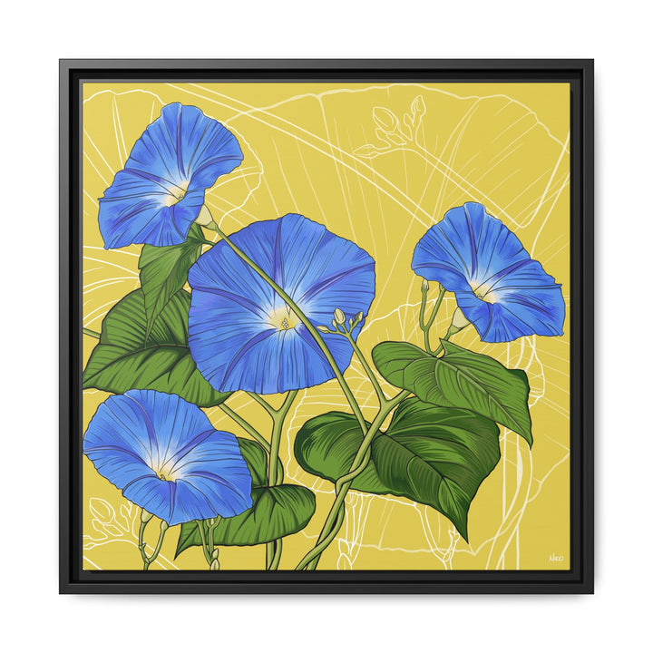 Blue Morning Glory: September Birth Month Flower — Framed Canvas Print Wall Art