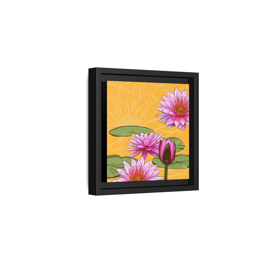 Water Lily: July Birth Month Flower — Framed Canvas Print Wall Art