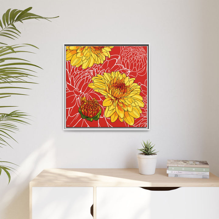 Chrysanthemum: November Birth Month Flower — Framed Canvas Print Wall Art