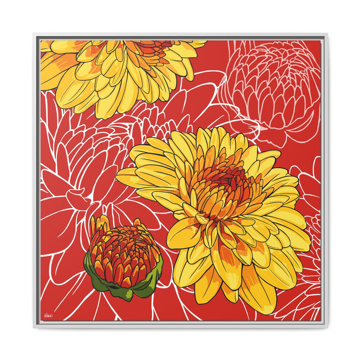 Chrysanthemum: November Birth Month Flower — Framed Canvas Print Wall Art