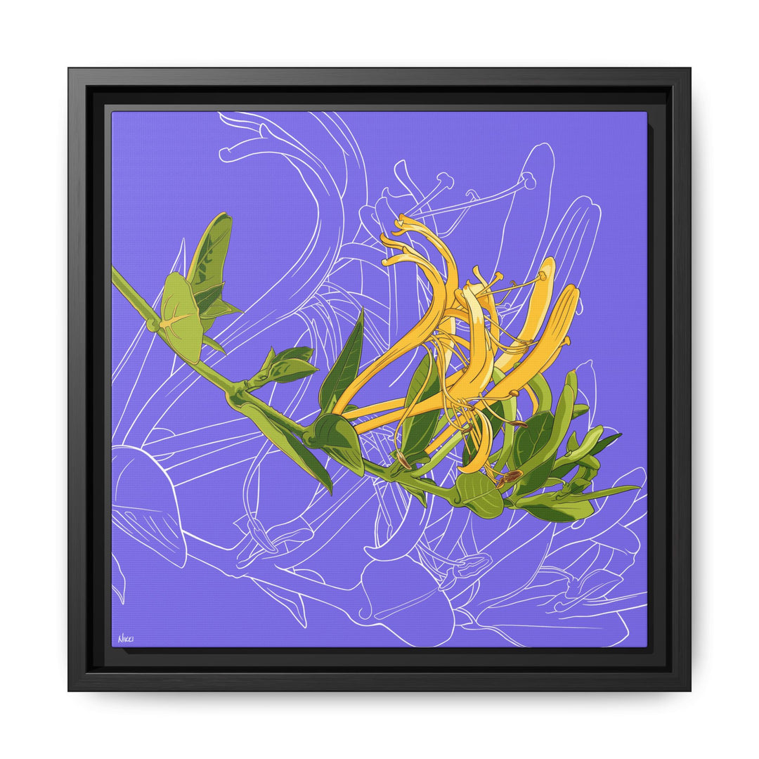 Honeysuckle: June Birth Month Flower — Framed Canvas Print Wall Art