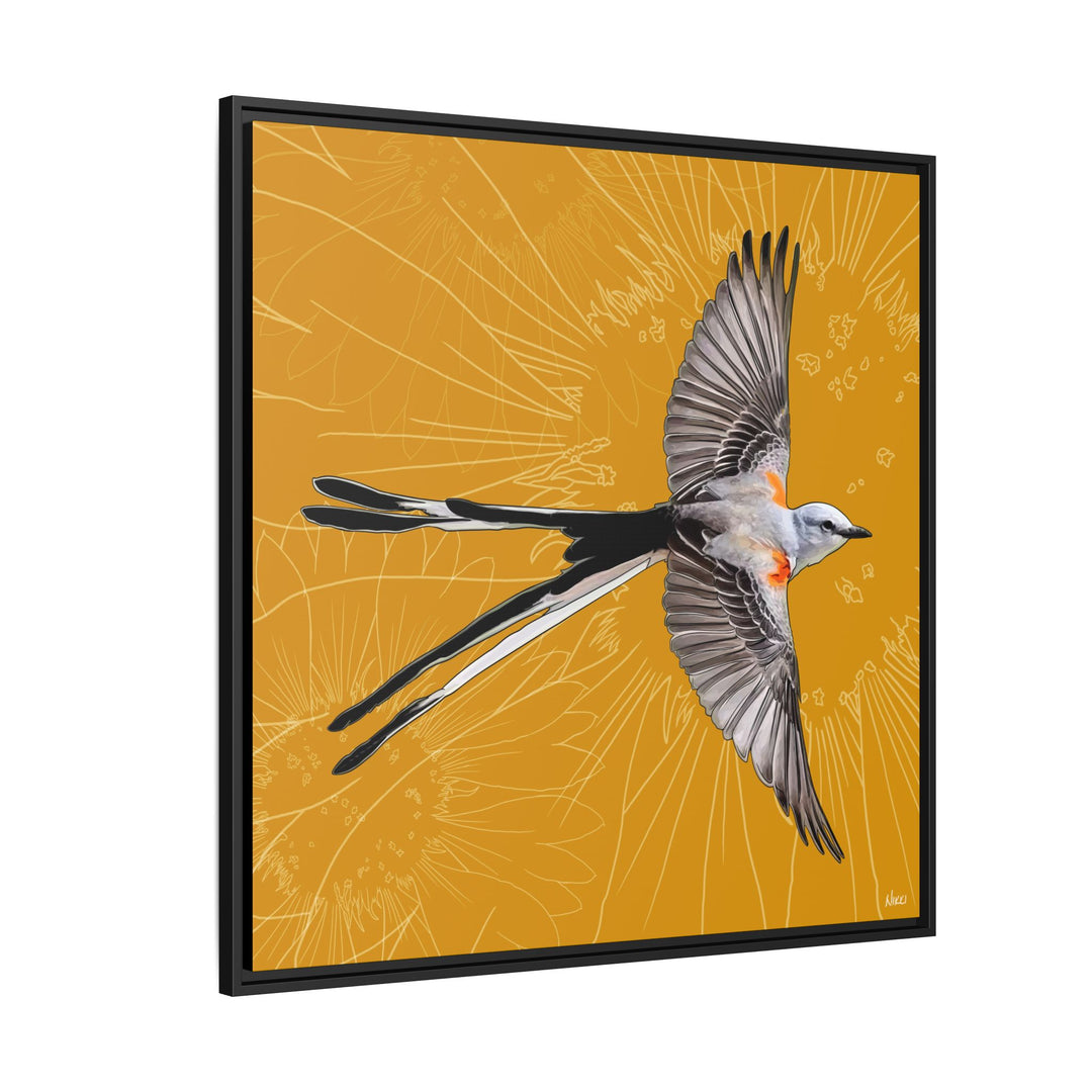 Scissor Tailed Flycatcher: Oklahoma State Bird — Framed Canvas Print Wall Art
