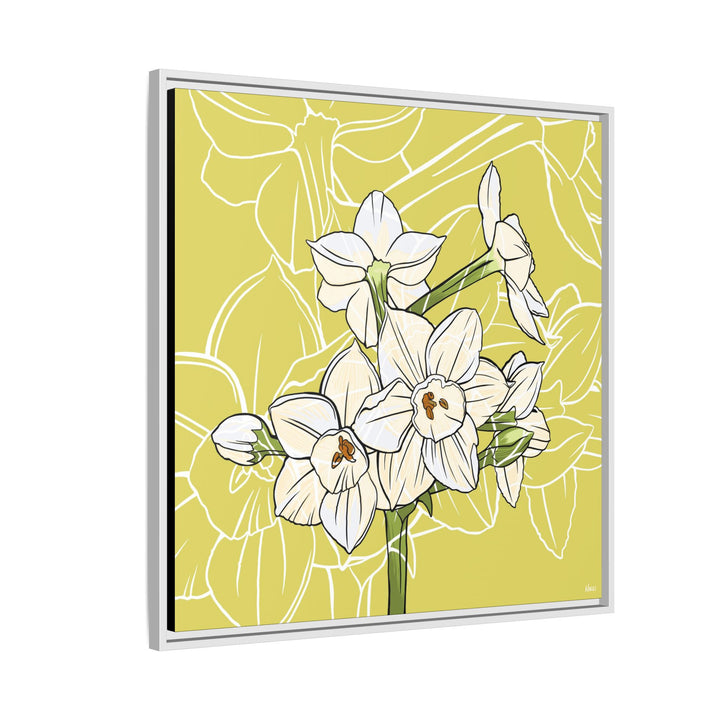 Paperwhite: December Birth Month Flower — Framed Canvas Print Wall Art