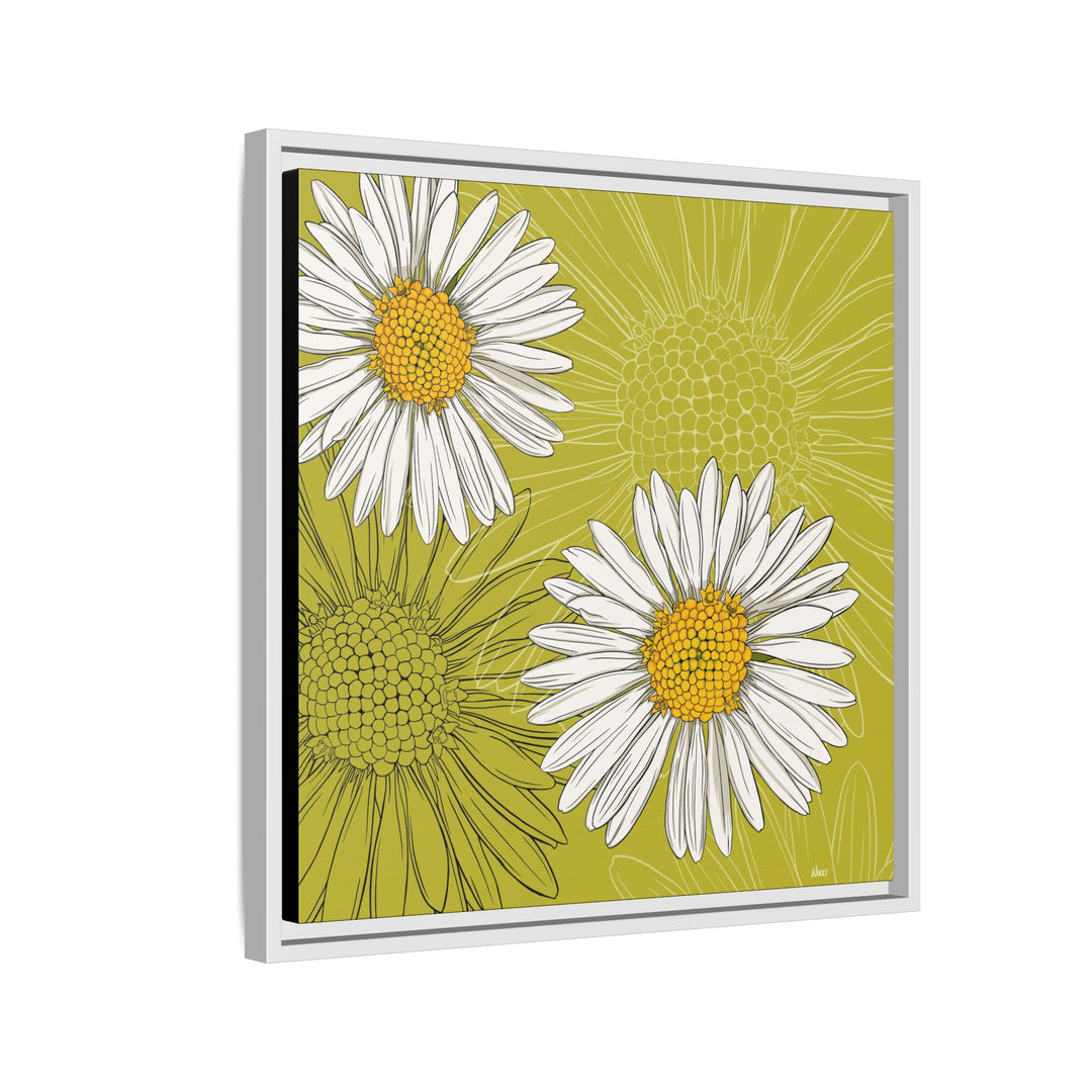 Daisy: April Birth Month Flower — Framed Canvas Print Wall Art