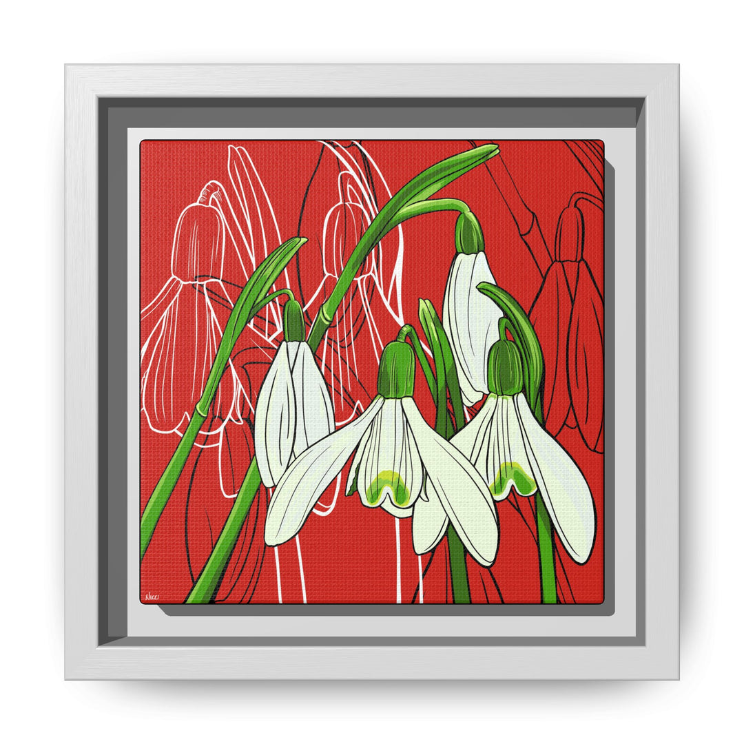 Snowdrop: January Birth Month Flower — Framed Canvas Print Wall Art