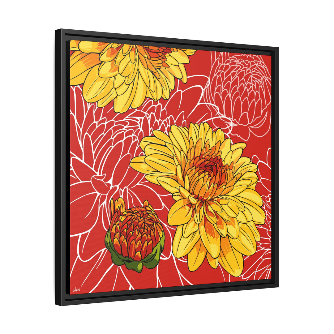 Chrysanthemum: November Birth Month Flower — Framed Canvas Print Wall Art