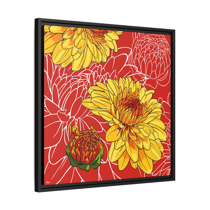 Chrysanthemum: November Birth Month Flower — Framed Canvas Print Wall Art
