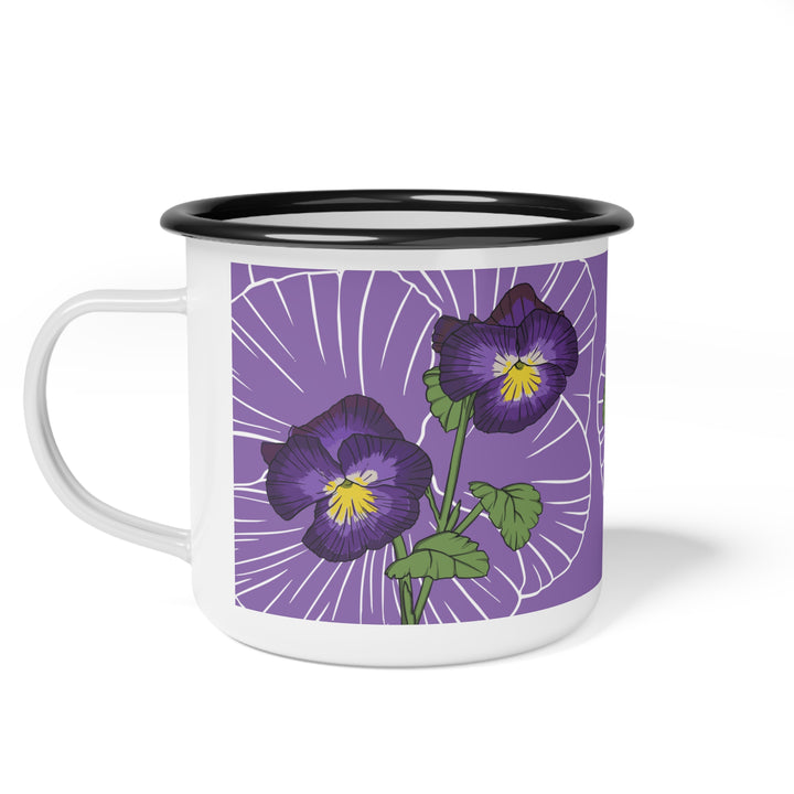 Violet Enamel Camp Cup — February Birth Month Flower