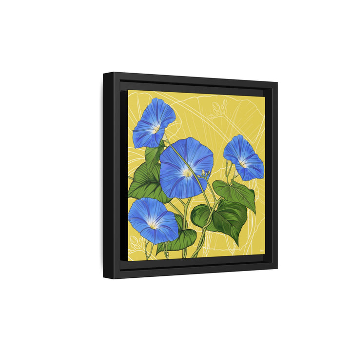 Blue Morning Glory: September Birth Month Flower — Framed Canvas Print Wall Art