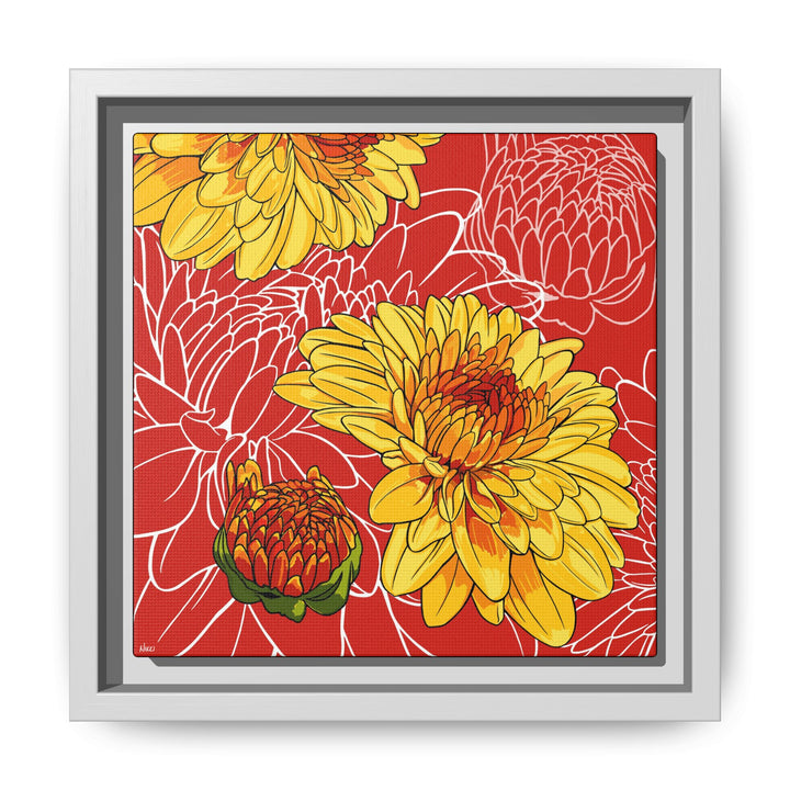 Chrysanthemum: November Birth Month Flower — Framed Canvas Print Wall Art
