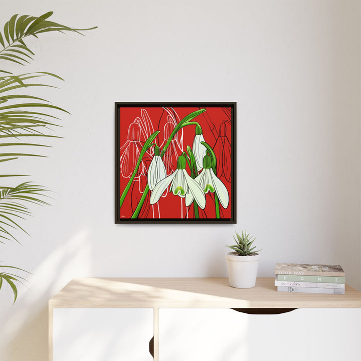 Snowdrop: January Birth Month Flower — Framed Canvas Print Wall Art