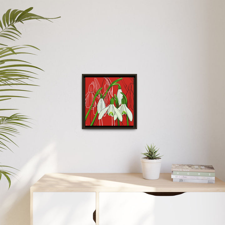 Snowdrop: January Birth Month Flower — Framed Canvas Print Wall Art