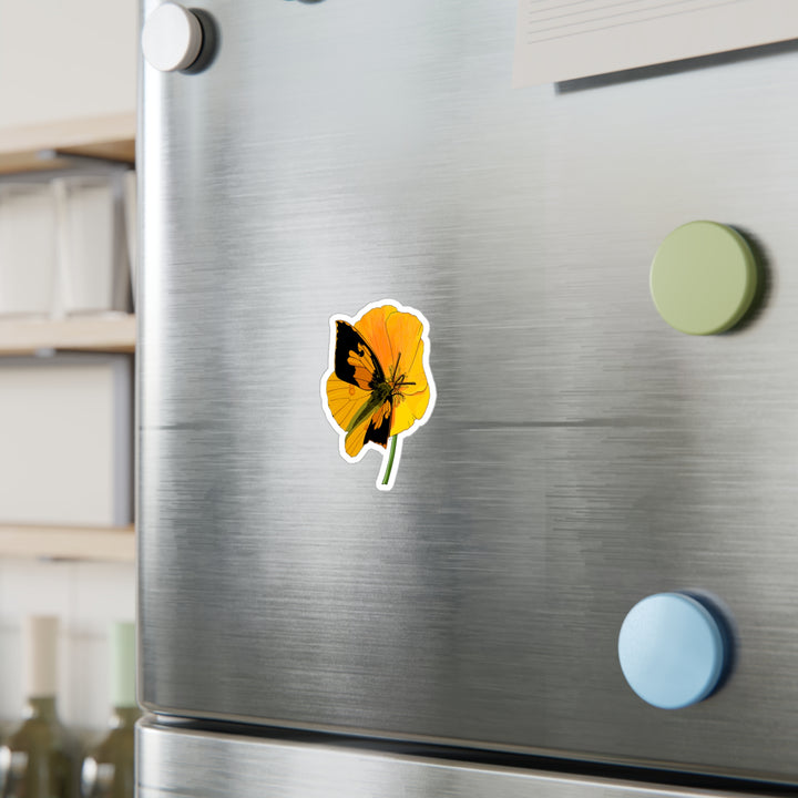 California Dogface Butterfly + Poppy Kiss-Cut Vinyl Sticker