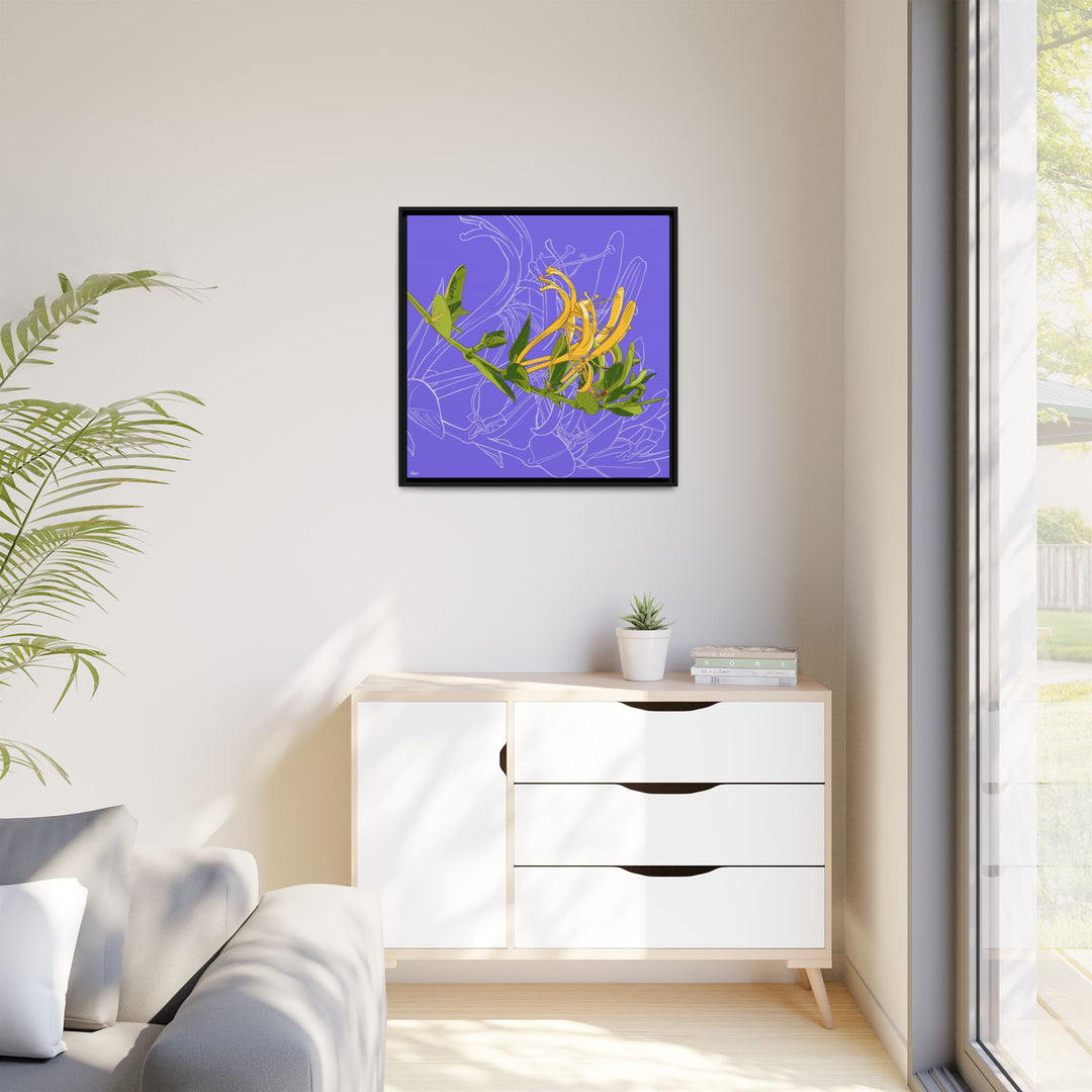 Honeysuckle: June Birth Month Flower — Framed Canvas Print Wall Art