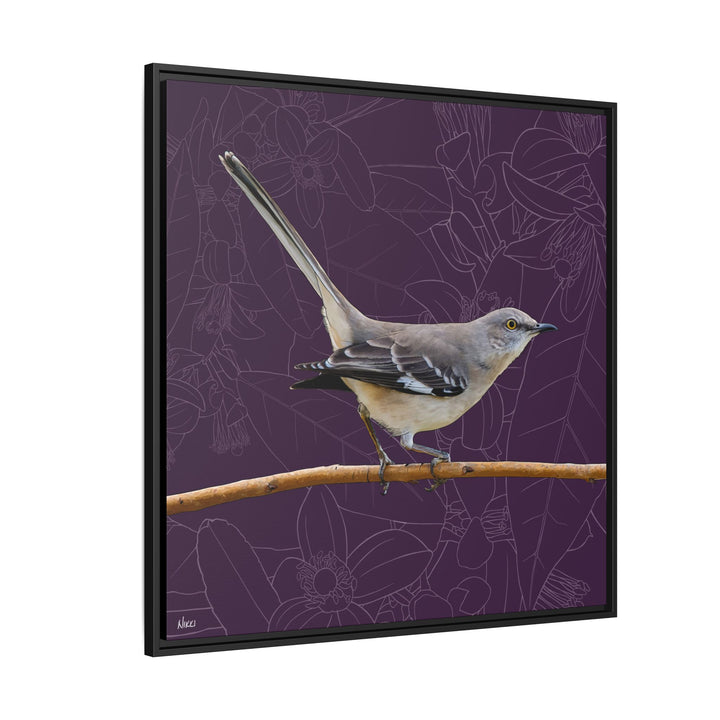 Northern Mockingbird: Florida State Bird — Framed Canvas Print Wall Art