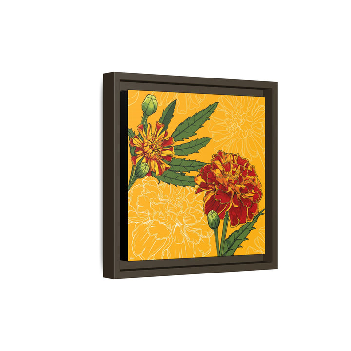 Marigold: October Birth Month Flower — Framed Canvas Print Wall Art
