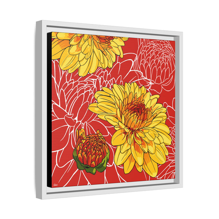 Chrysanthemum: November Birth Month Flower — Framed Canvas Print Wall Art