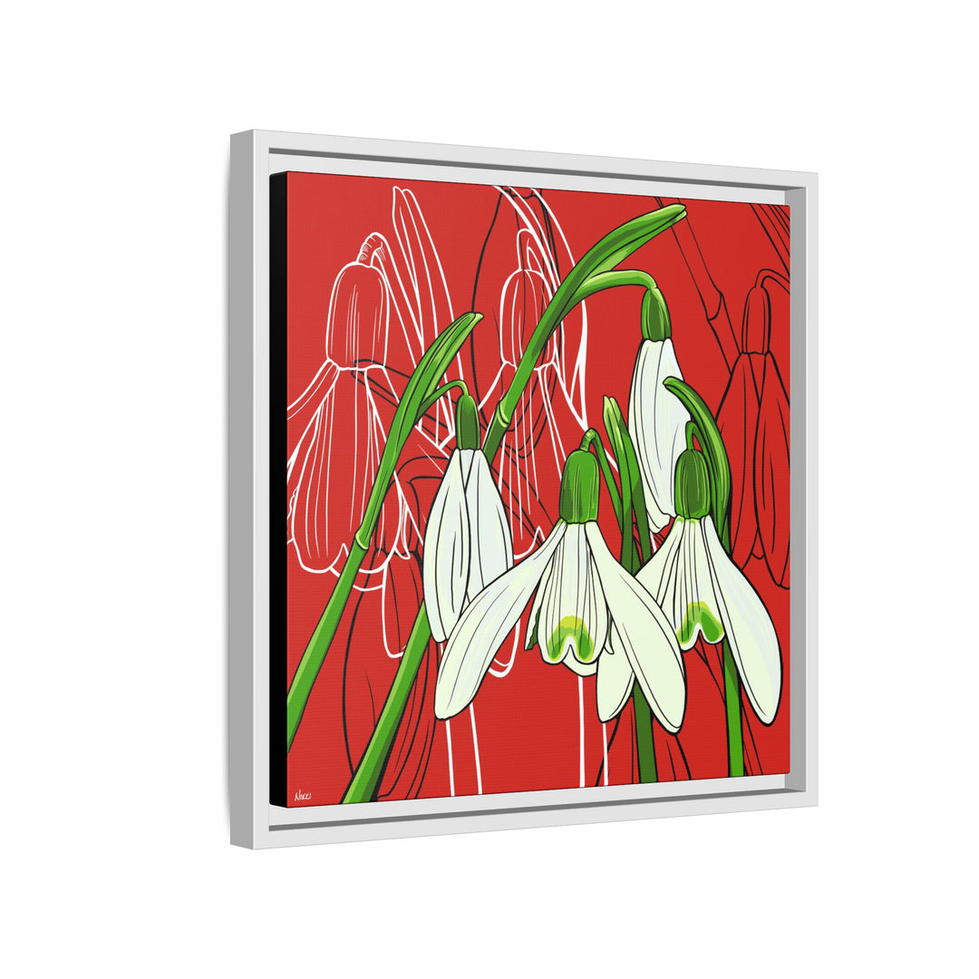 Snowdrop: January Birth Month Flower — Framed Canvas Print Wall Art