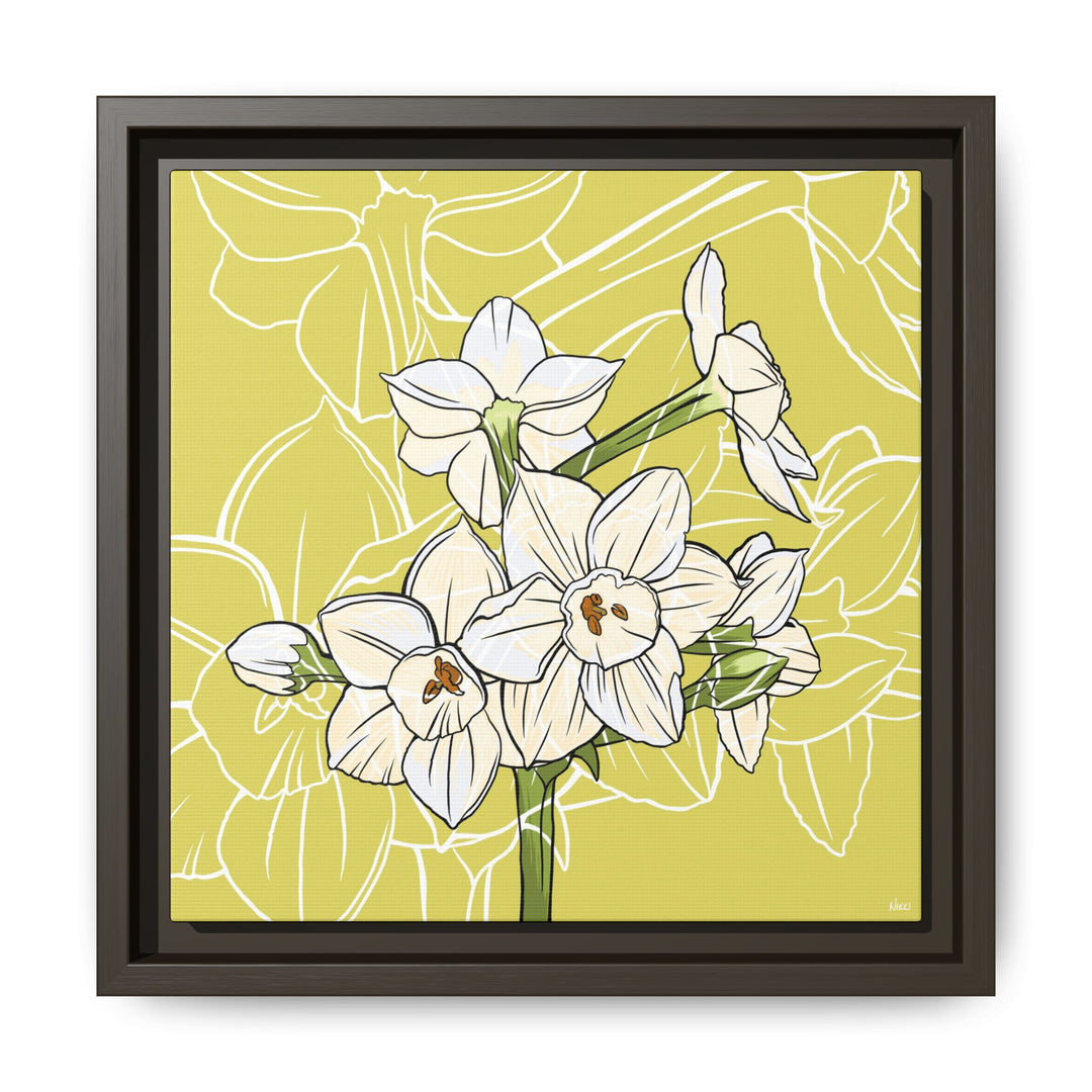 Paperwhite: December Birth Month Flower — Framed Canvas Print Wall Art