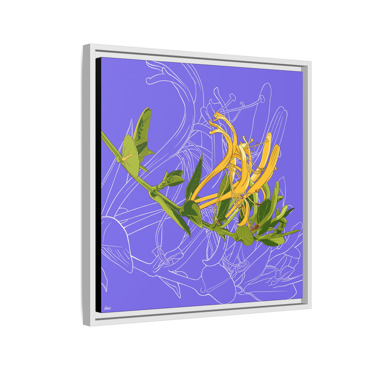 Honeysuckle: June Birth Month Flower — Framed Canvas Print Wall Art