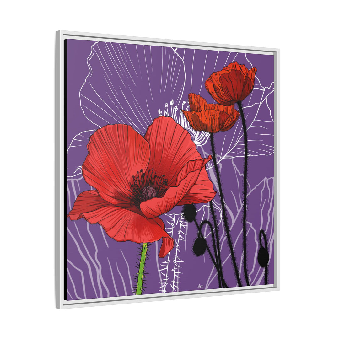 Poppy: August Birth Month Flower — Framed Canvas Print Wall Art