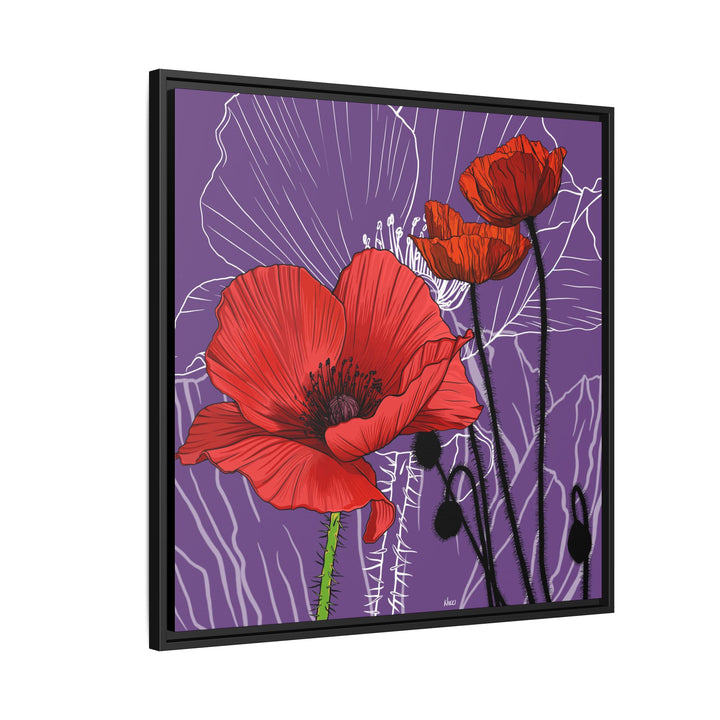 Poppy: August Birth Month Flower — Framed Canvas Print Wall Art