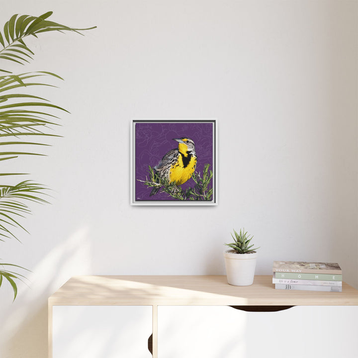 Western Meadowlark: North Dakota State Bird — Framed Canvas Print
